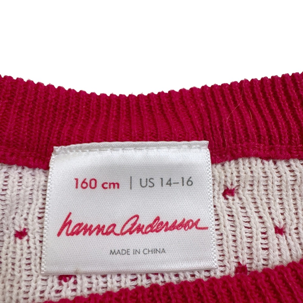 Hanna Andersson Snö Happy Fair Isle Nordic Sweater Size 14-16 Red White Knit - Picture 2 of 4